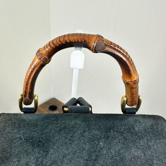 Gucci Bamboo Vintage Suede Backpack Navy Blue - Picture 9 of 16